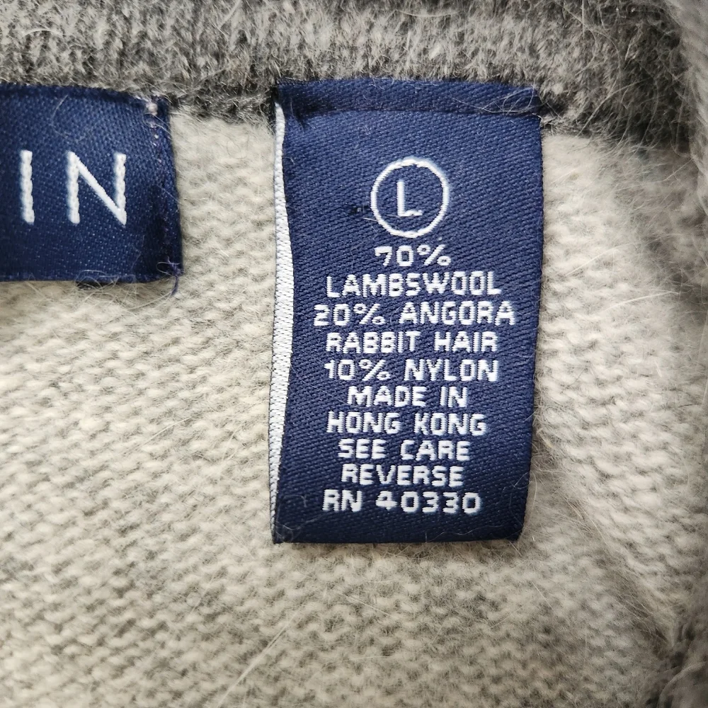 Vintage Ron Chereskin Lamswool Angora Rabbit Hair Men's Gray Striped  Sweater